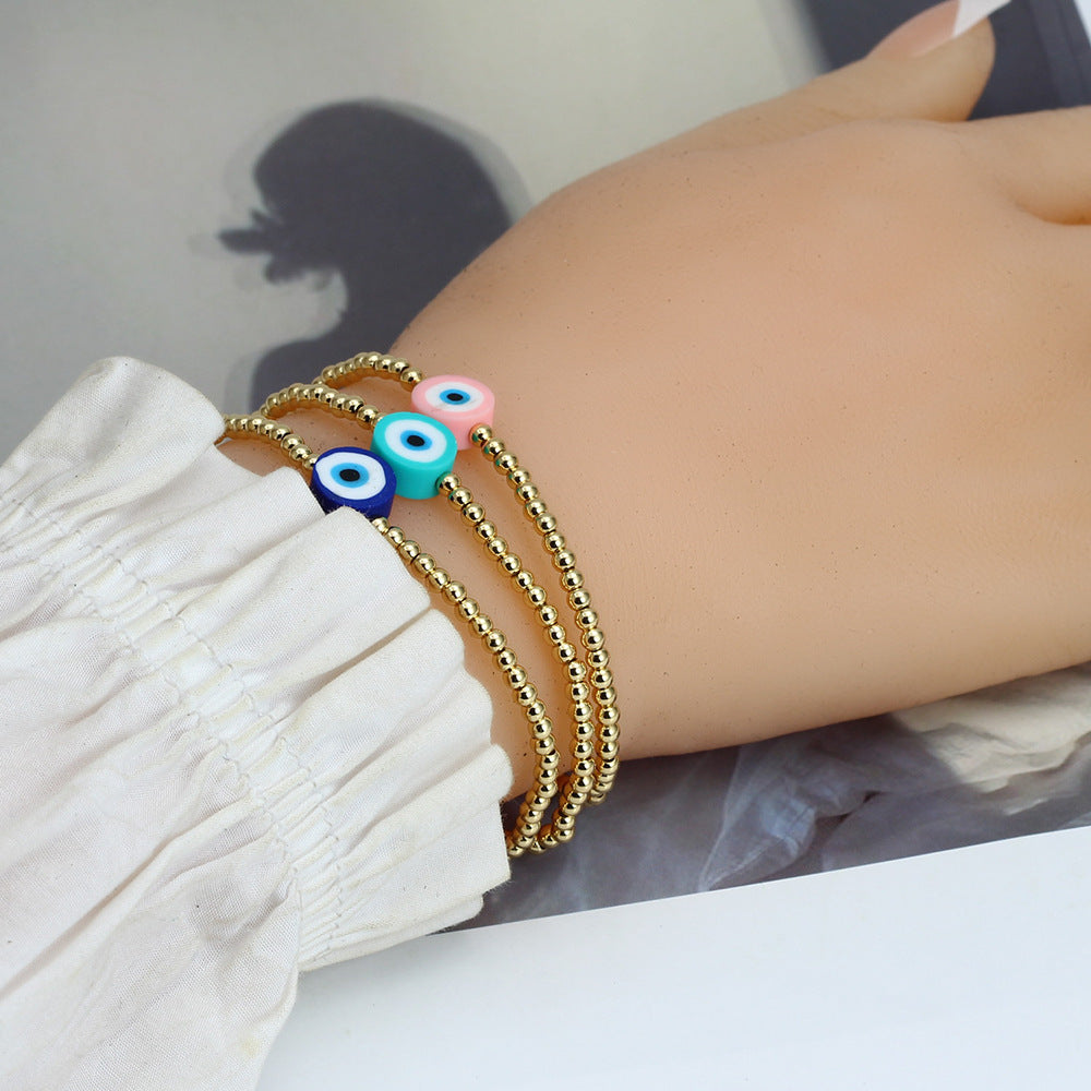 Copper Devil's Eye Simple Blue Eye Bracelet Minimo de compra 2 MYA-BaiD009