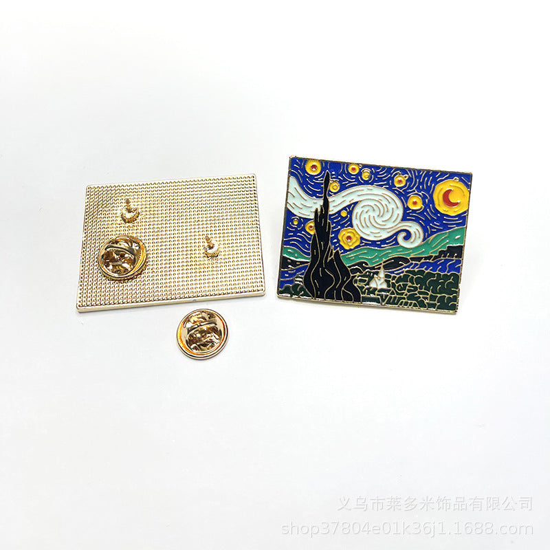 Alloy colored Van Gogh oil painting earrings (Minimo de Compra 2) MIC-LDM030