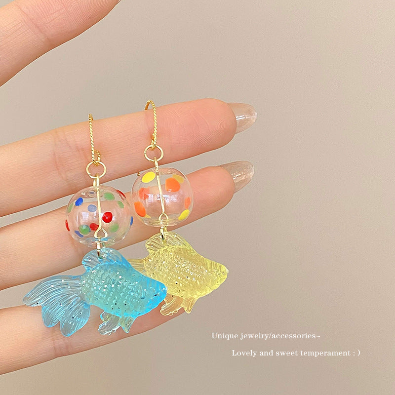 Alloy colored polka dot goldfish earrings (Minimo de compra 3) MIC-GuanY008