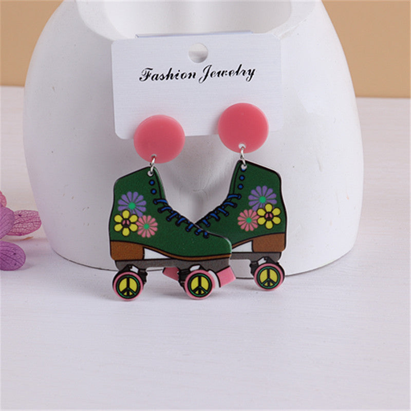 Acrylic printed Ice skate earrings MIC-ChouD012