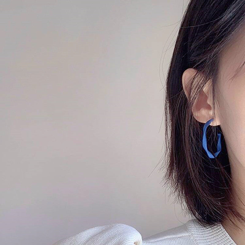 Asymmetric blue alloy earrings MIC-YinXin007