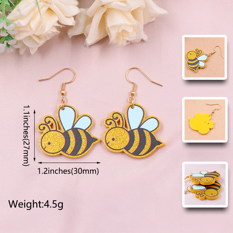 Alloy acrylic bee water drop earrings (Minimo de compra 5) MIC-XiaoY084