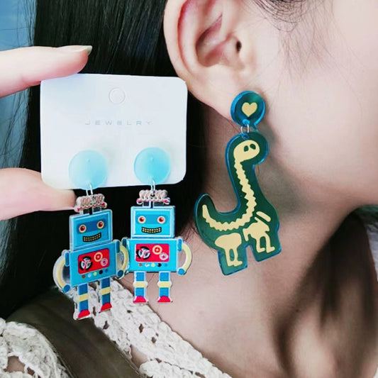 Acrylic dinosaur robot earrings (Minimo de Compra 2) MIC-DuA039