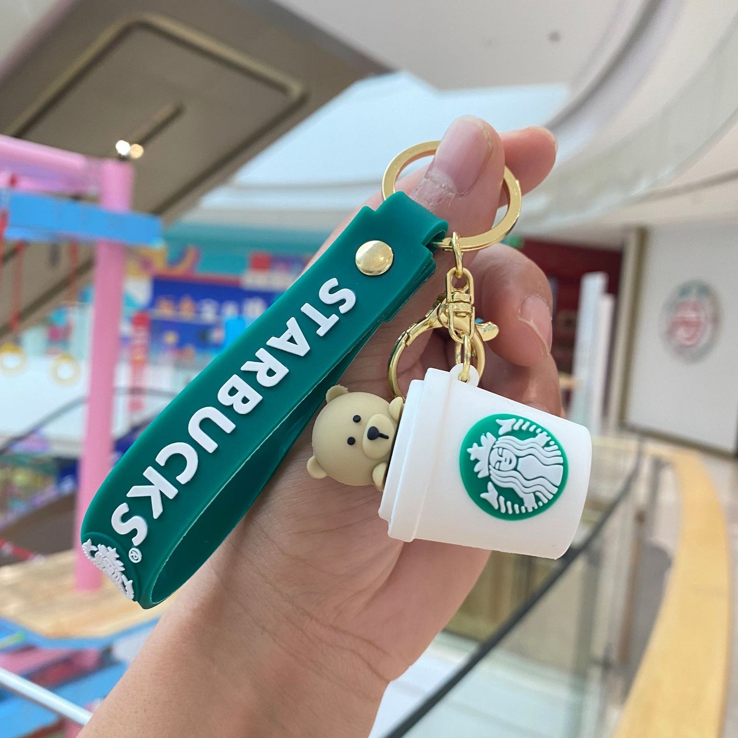 Cartoon Starbucks Milk Tea Silicone Keychains PengYu001