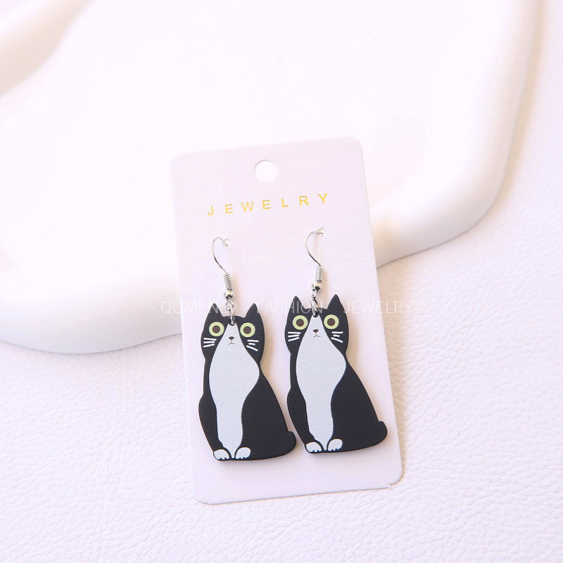 Alloy acrylic cute cat earrings MIC-OuG119