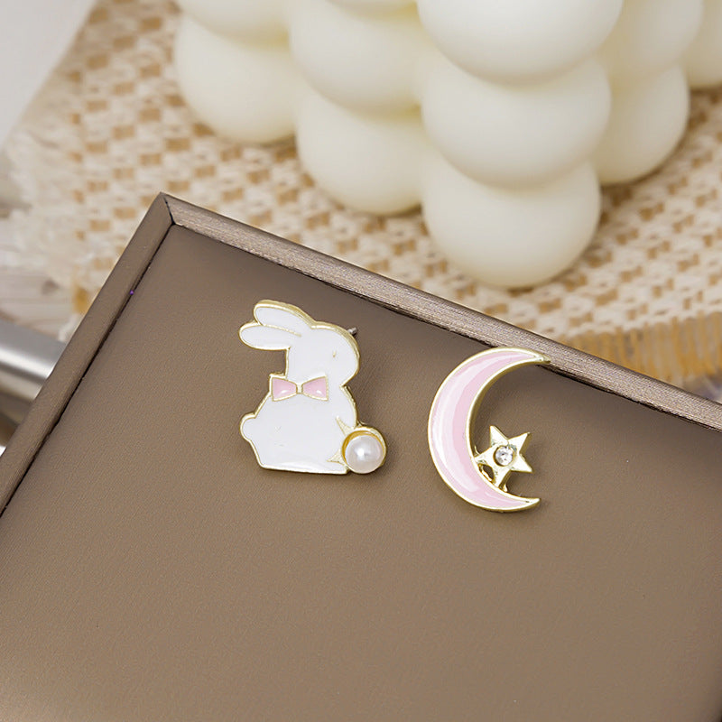 Alloy asymmetric cute rabbit earrings MIC-MDD003