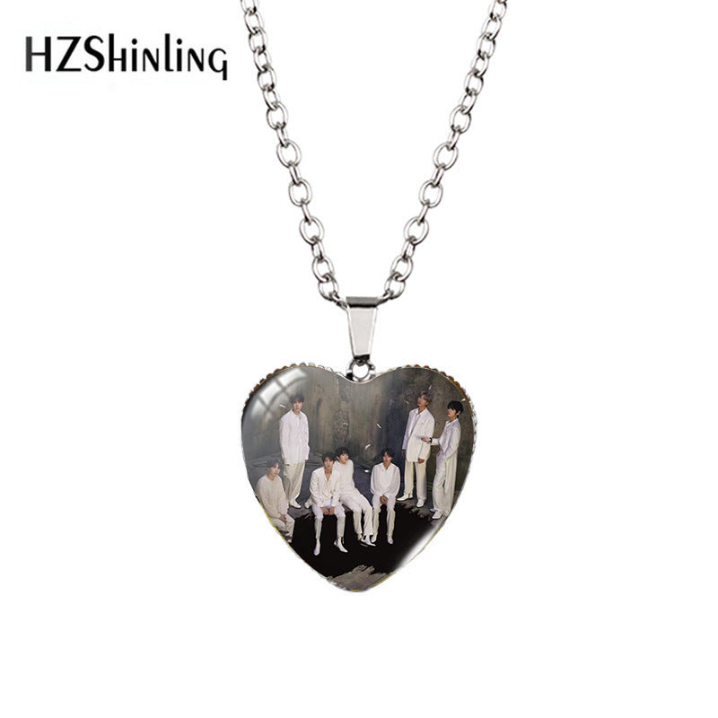 Alloy Time Gem Heart Necklace MIC-XiangL038