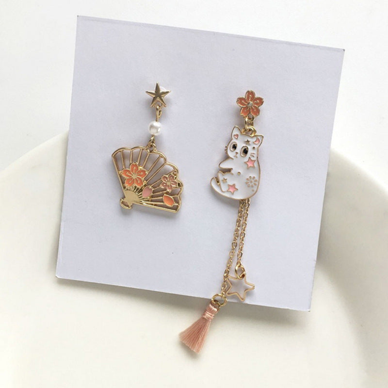 Alloy cat flower earrings MIC-GangM002