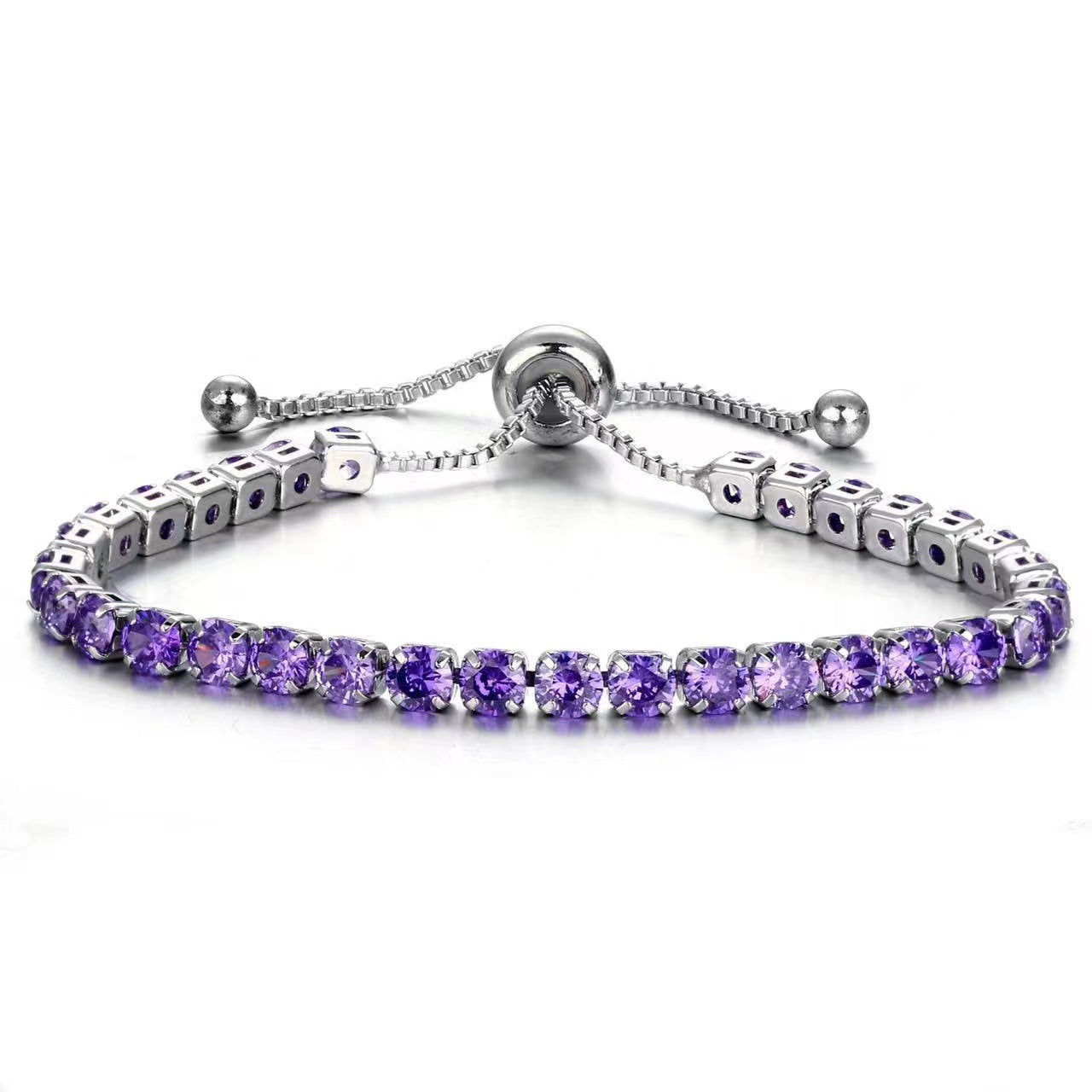 Alloy 4mm round single row full diamond bracelet (Minimo de Compra 2) MIC-LinD005