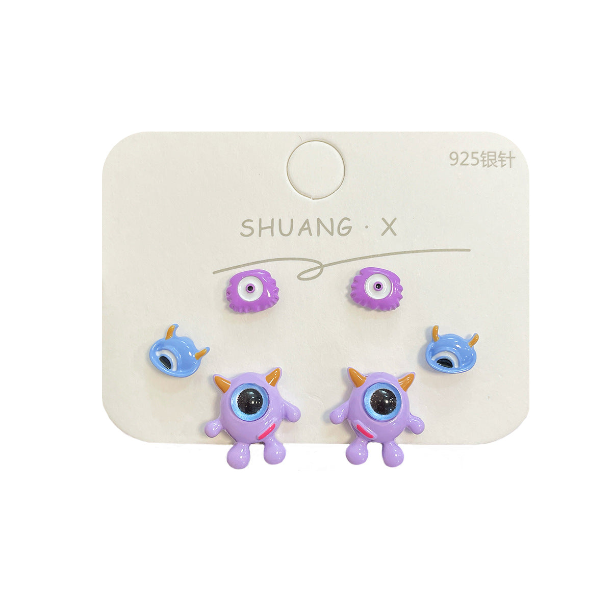 Alloy heterochromatic cute little monster earrings MYA-ShuangX050