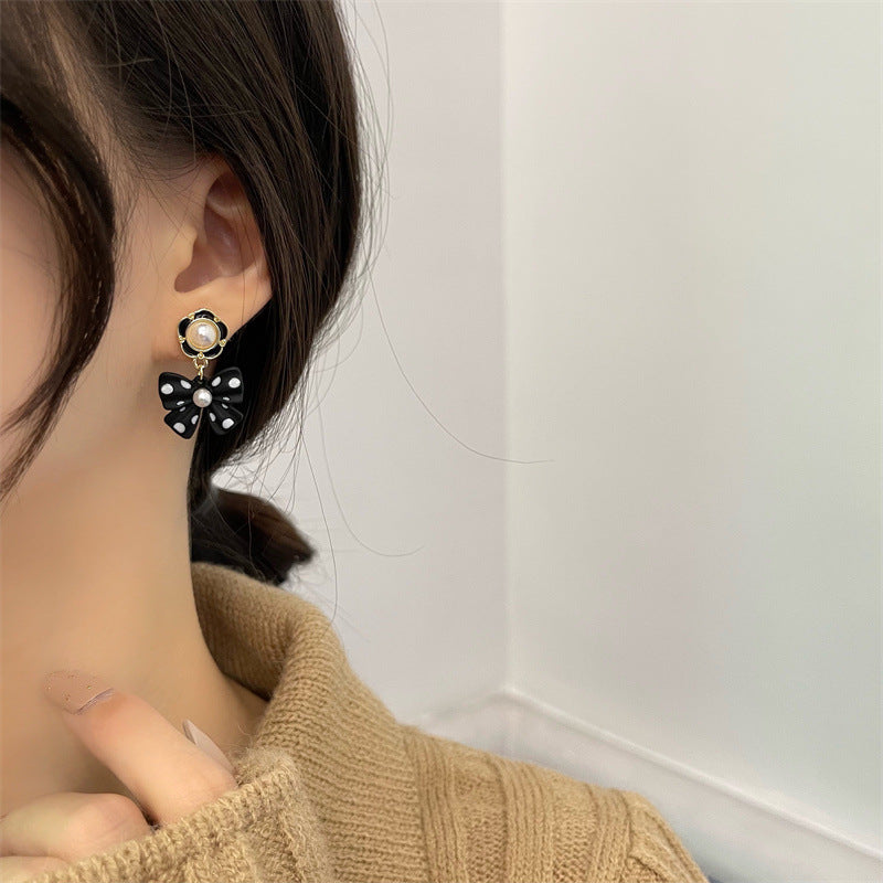 Alloy polka dot bow earrings MIC-TTSP012