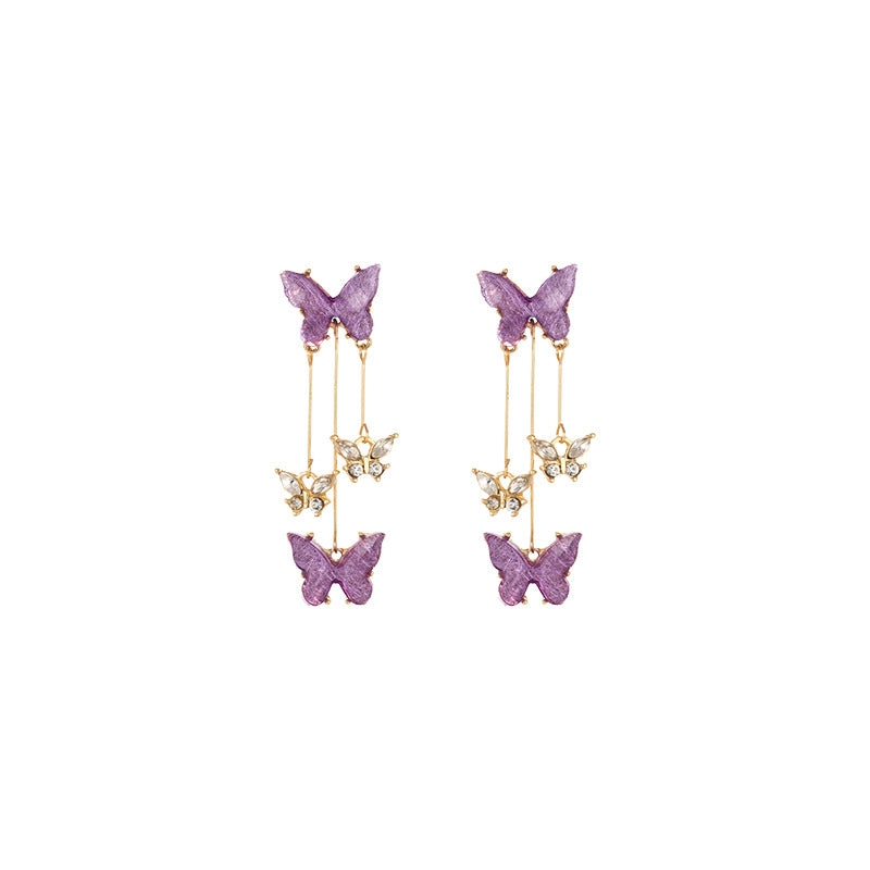 Alloy butterfly tassel earrings (Minimo de Compra 2) MIC-BY014