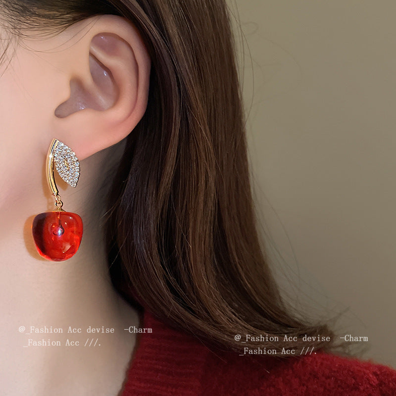 Alloy Cherry Leaf Earrings MIC-HuiH008