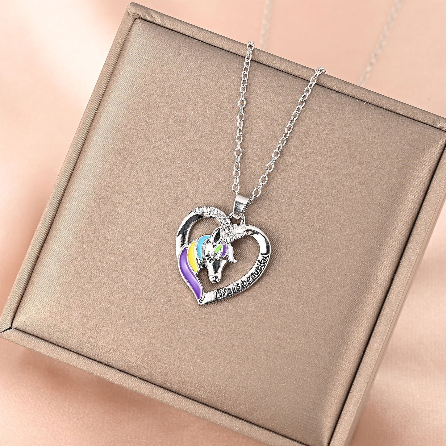 Alloy Tianma Colorful Heart Necklace (Minimo de Compra 2) MIC-FanK004