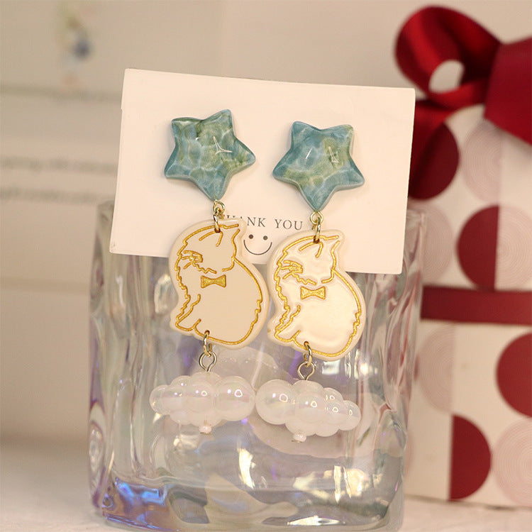 Acrylic cartoon hand made cat earrings MIC-QingJ031