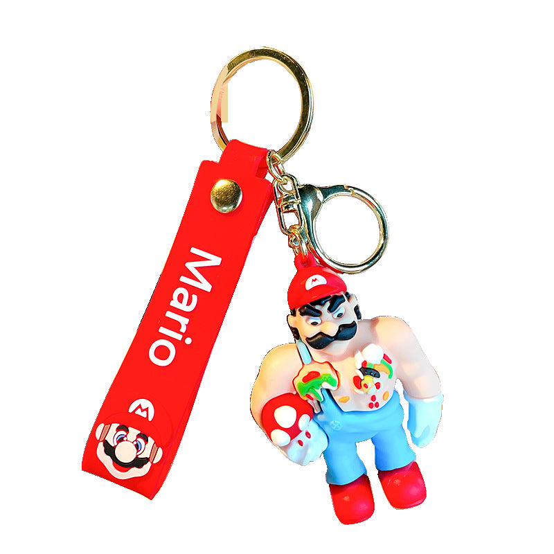 PVC Muscle Mario Anime Doll Keychain MIC-MLZ003