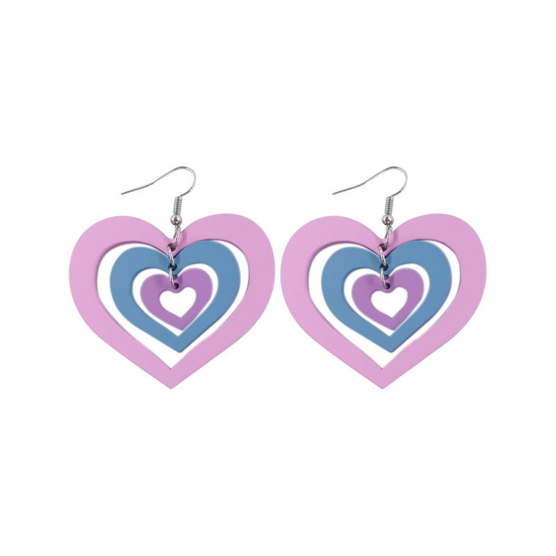 Acrylic pink sequin love letter earrings (Minimo de Compra 2) MIC-QingM019