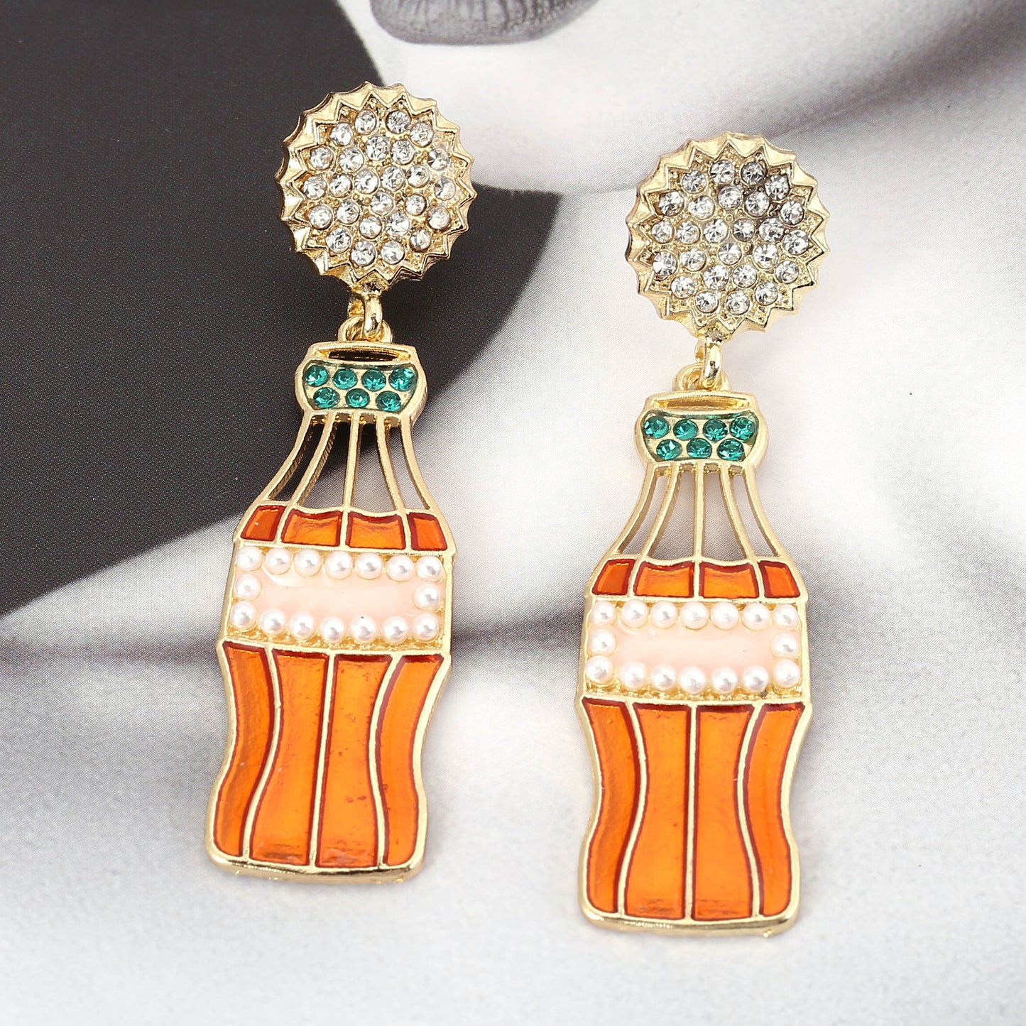 Alloy oil drop diamond inlaid with imitation pearl earrings (Minimo de compra 5) MIC-MiX005