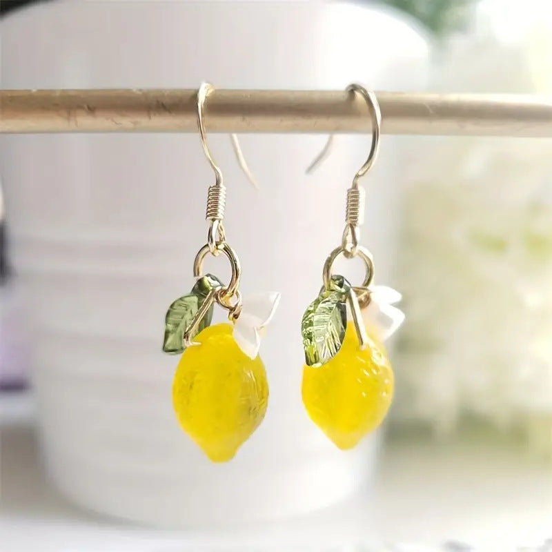 Alloy yellow lemon flower earrings (Minimo de compra 2) MIC-KuL006