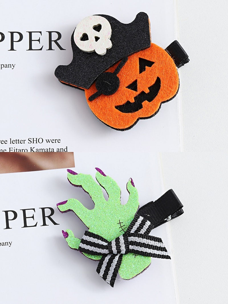 Plastic Halloween Pumpkin Ghost Hand Hair Clip MIC-JieD029