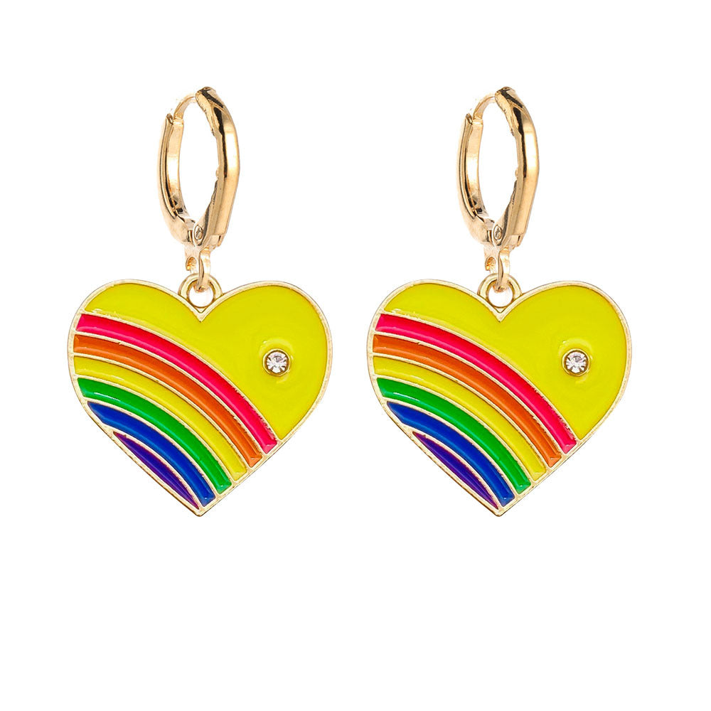 Alloy Rainbow Love Oil Dropping Earrings MIC-ChenY003