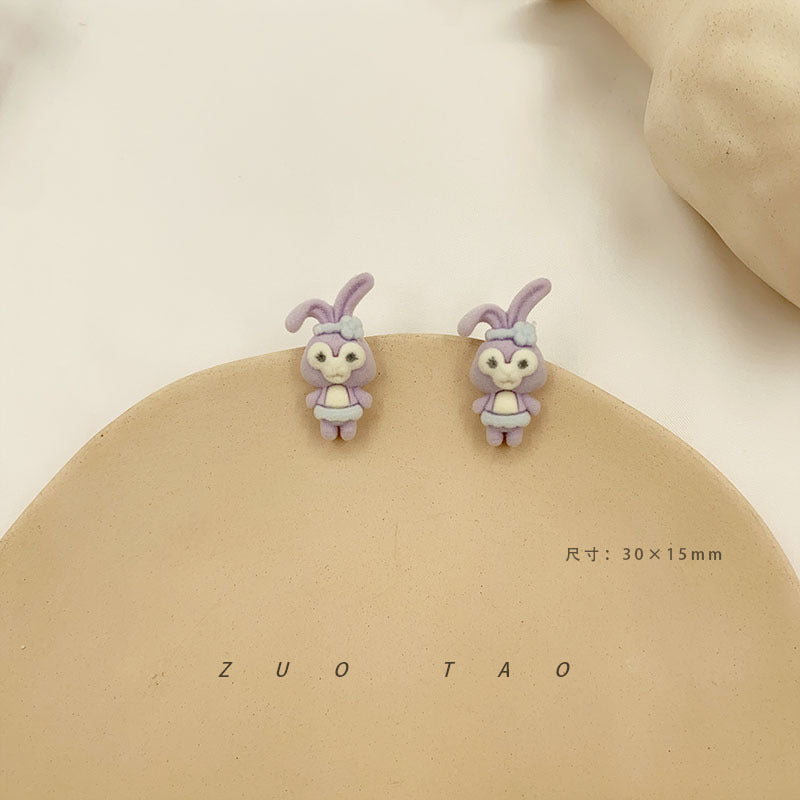 Flocking New Flower Bear Bow Earrings MIC-XingW006