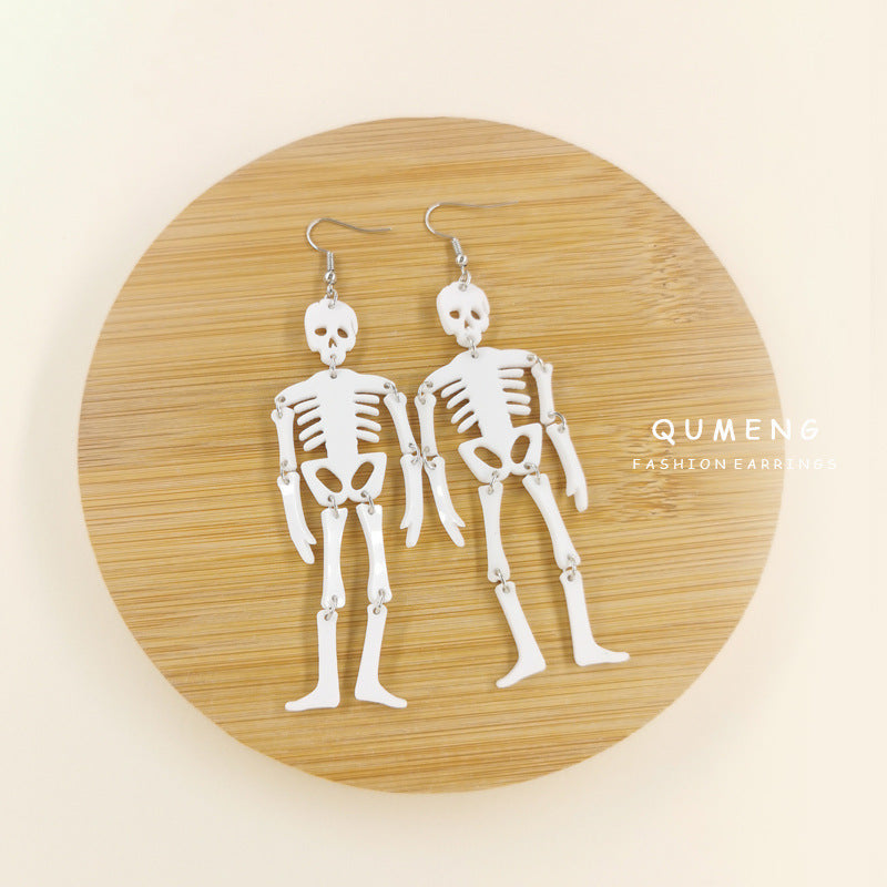 Acrylic Skull Long Earstuds (Minimo de compra 2) MIC-QinM005