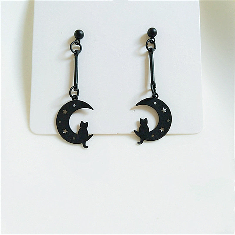 Alloy long tassel moon earrings MIC-AiM012