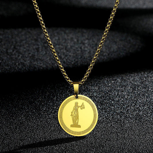 Stainless Steel Themis Titan Divine Law and Order Pendant Necklace