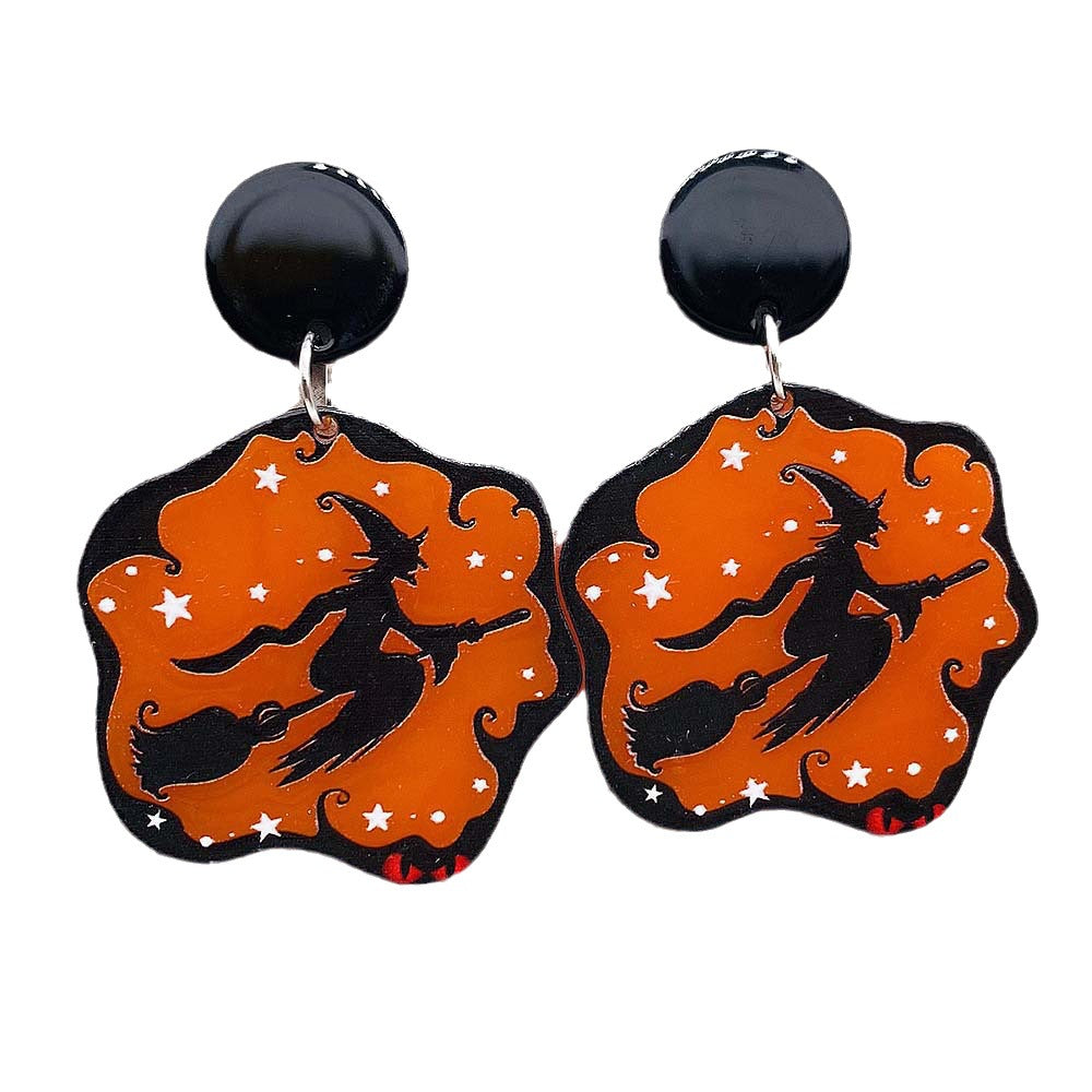 Acrylic Halloween Pumpkin Ghost Earrings (Minimo de Compra 2) MIC-ChenY011