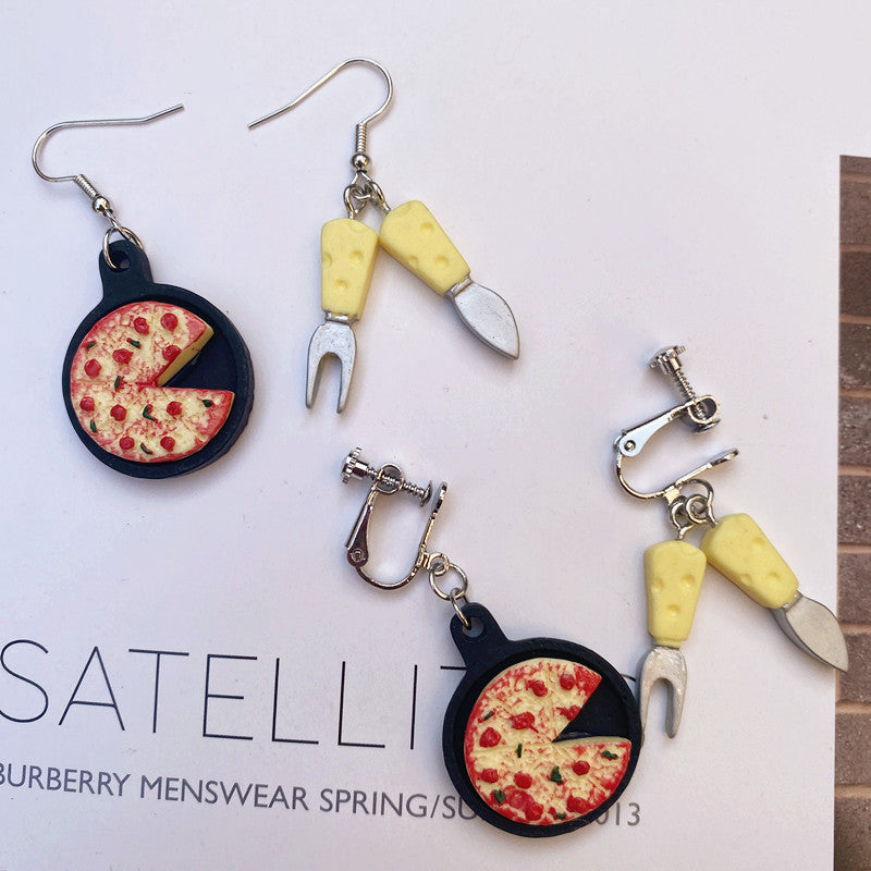 Alloy acrylic simulated pizza earrings MIC-ChouT051