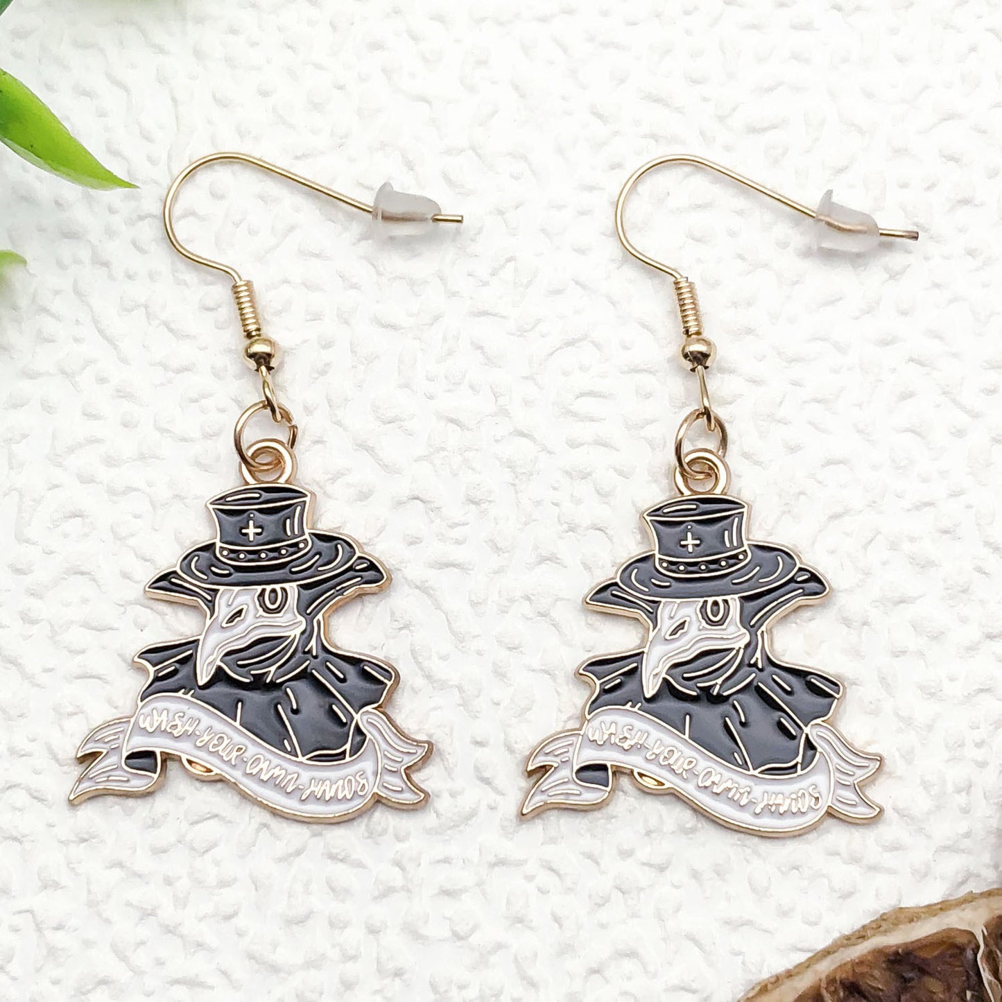 Alloy Halloween Crow Wizard Magic Hat Earrings (Minimo de compra 5) MIC-OuL013