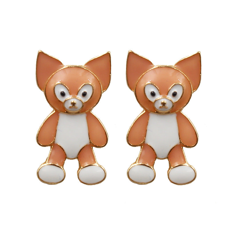 Alloy cartoon animal bear earrings MYA-XinT017