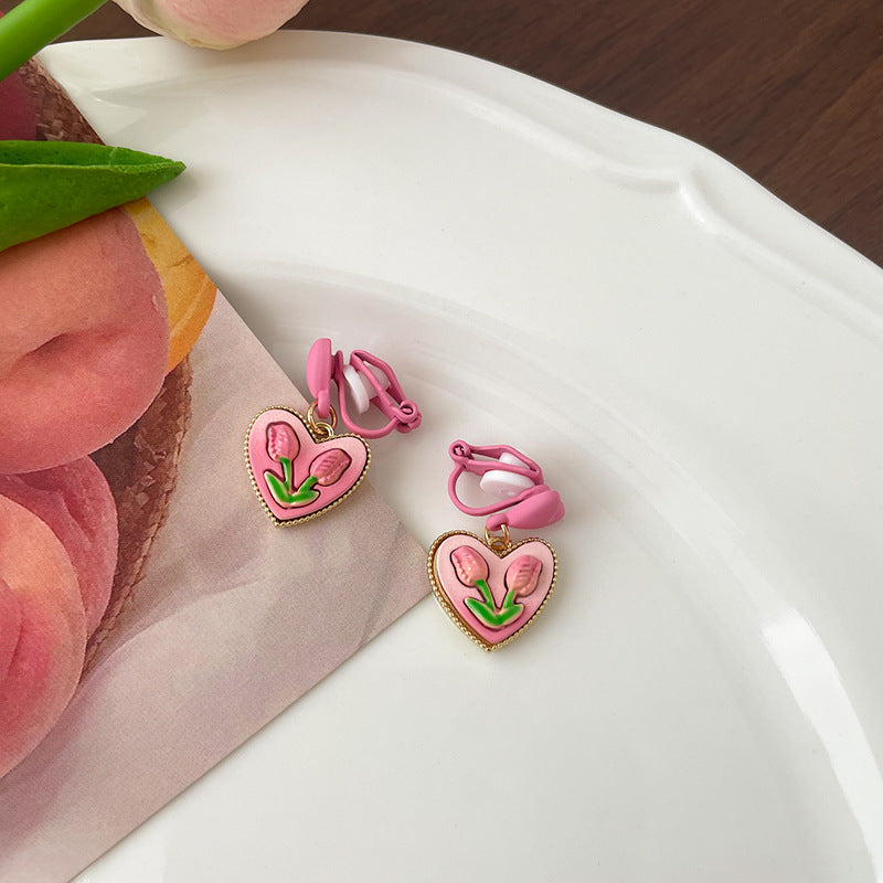 Resin Pink Tulip Earrings (Minimo de compra 2) MIC-TQL016