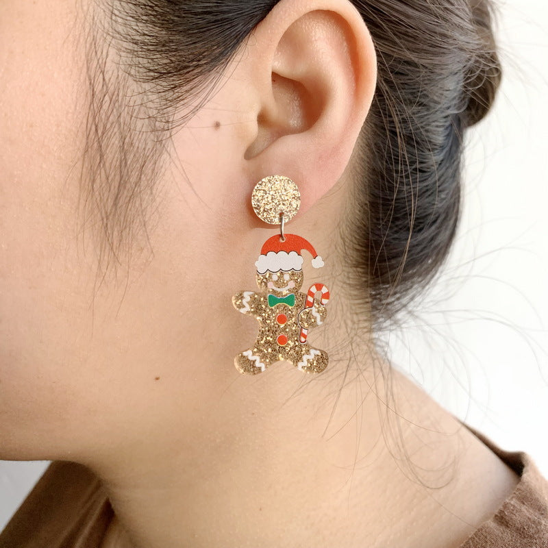 Acrylic Gingerbread Man Earrings MIC-XueP111