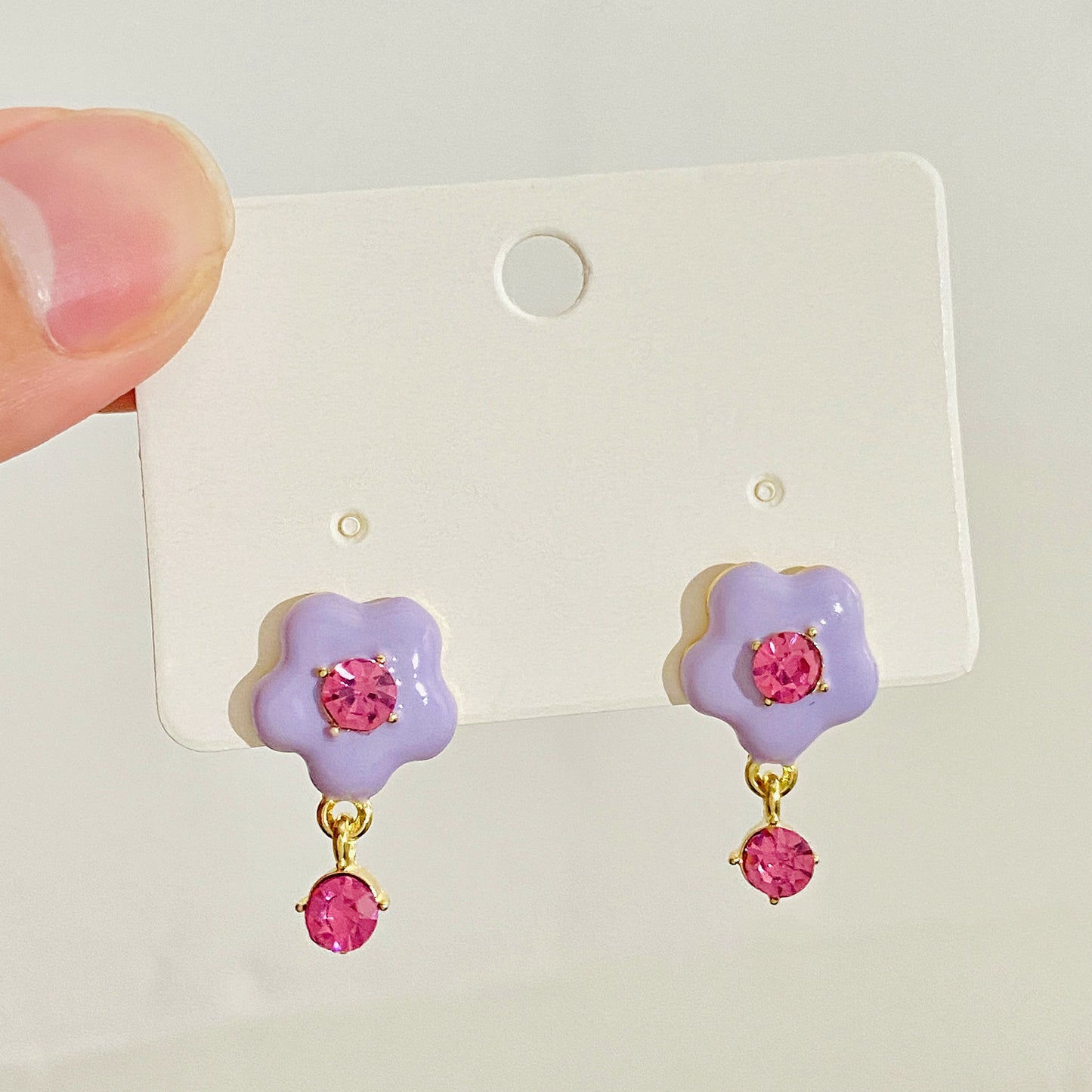 Alloy Pink Zircon Flower Earrings MIC-MaiD004