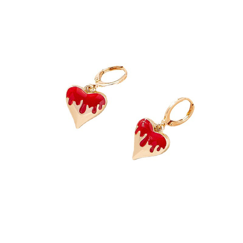 Alloy Peach Heart Oil Dropping Earrings (Minimo de compra 2) MIC-HLM001