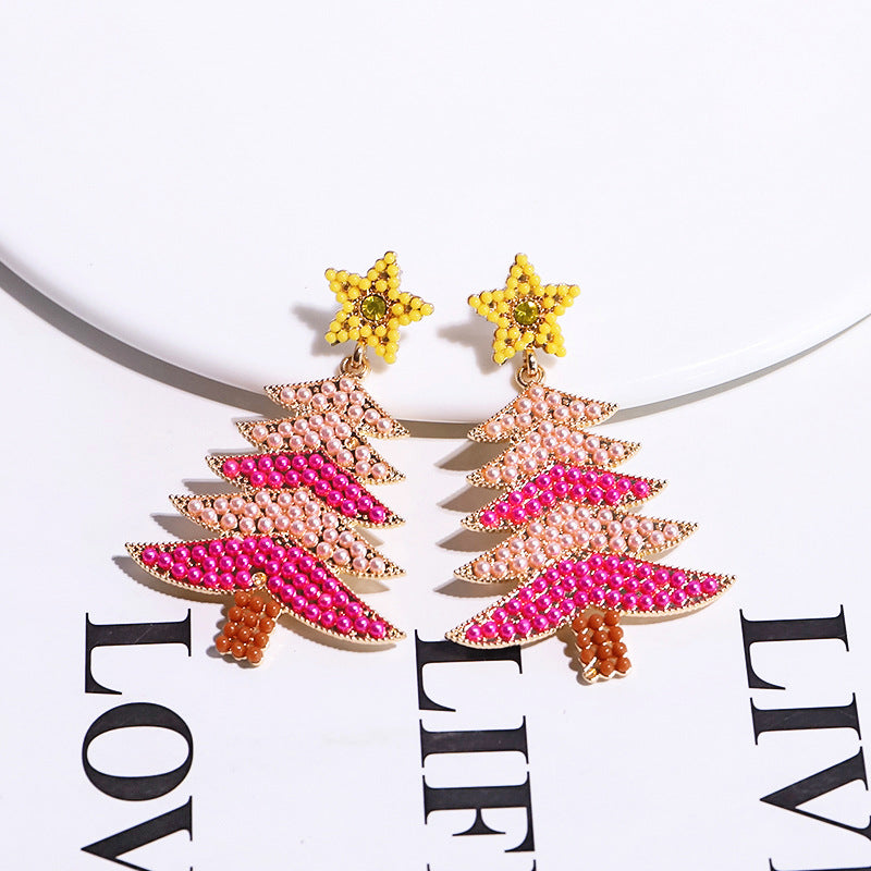 Alloy Christmas Tree Earrings (Minimo de Compra 2) MIC-DWKM002