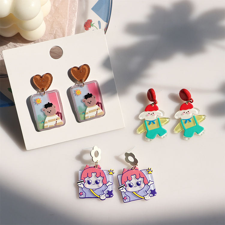 Acrylic relief painted cute earrings (Minimo de Compra 2) MIC-XiM052