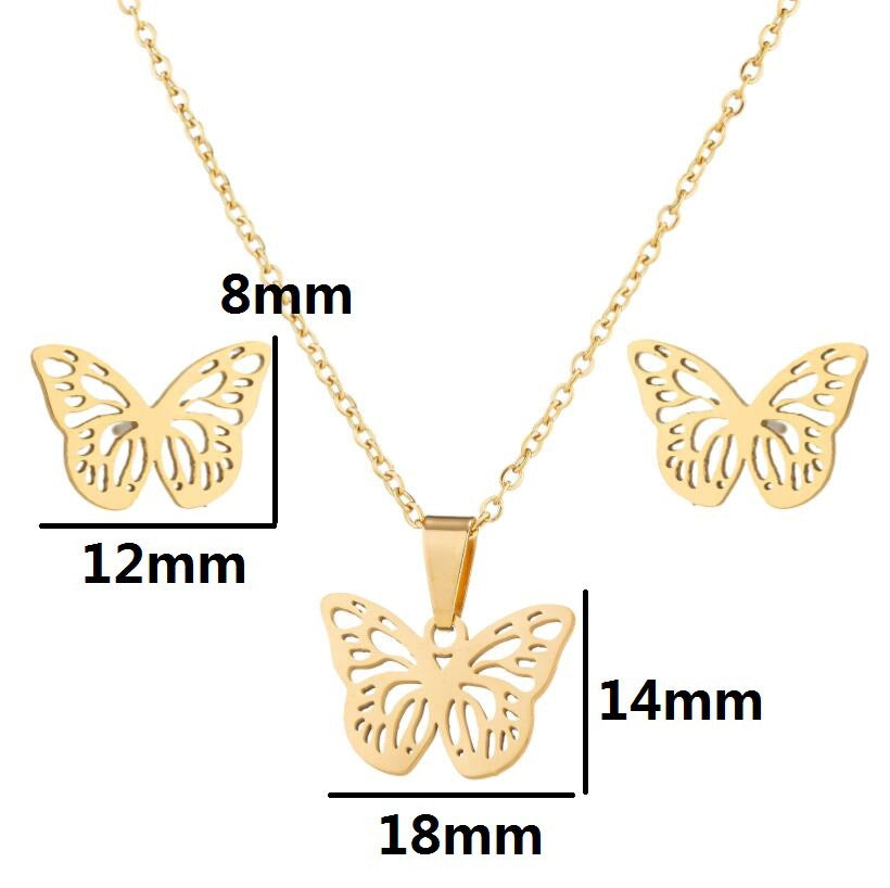 Stainless steel chain Butterfly design stainless steel set necklace SS032