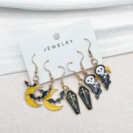 Alloy Halloween Moon Coffin sickle earrings (Minimo de compra 5) MIC-OuL001