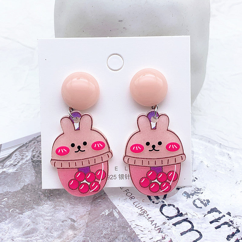 Acrylic cartoon milk tea cup earrings  (Minimo de Compra 2) MIC-ShiJ006