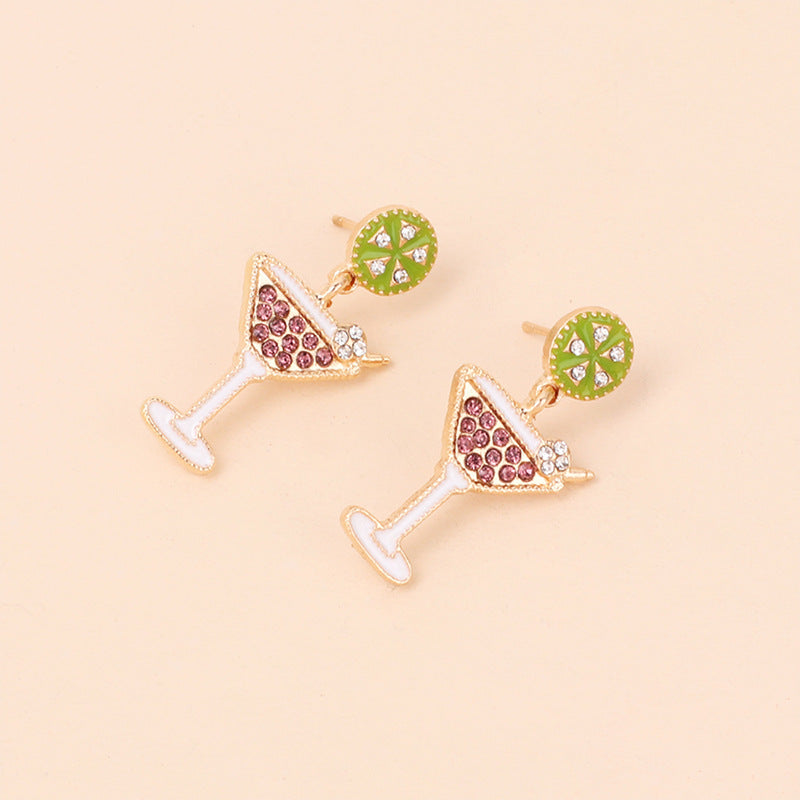 Alloy wine glass earrings (Minimo de compra 5) MIC-YiRan009