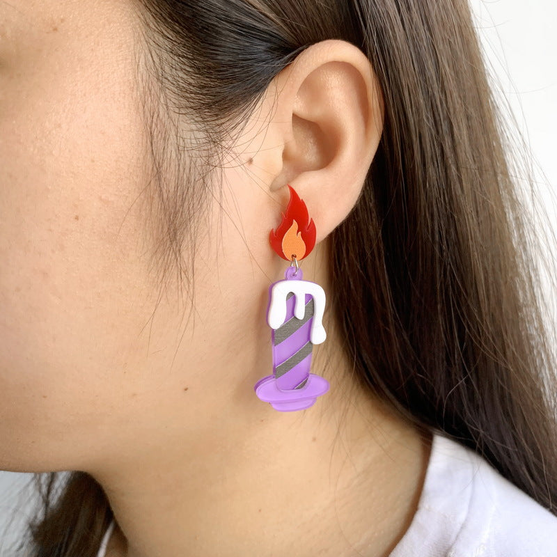 Acrylic candle retro exaggerated earrings MIC-XueP115