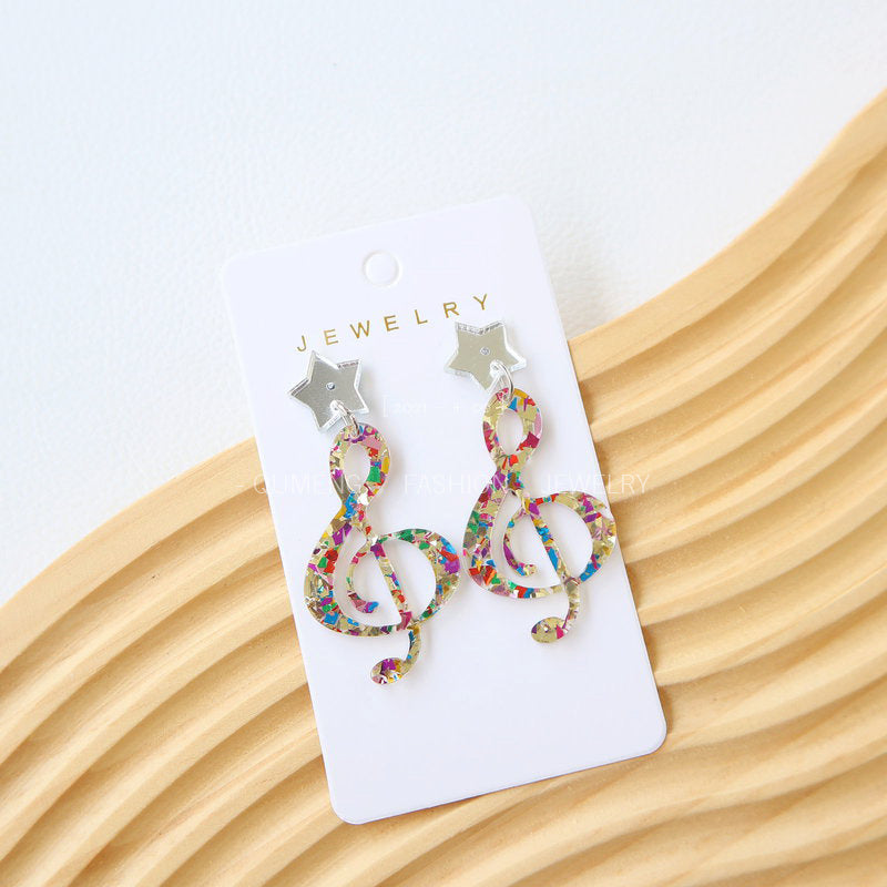 Alloy acrylic sequin notes elf earrings MIC-OuG126