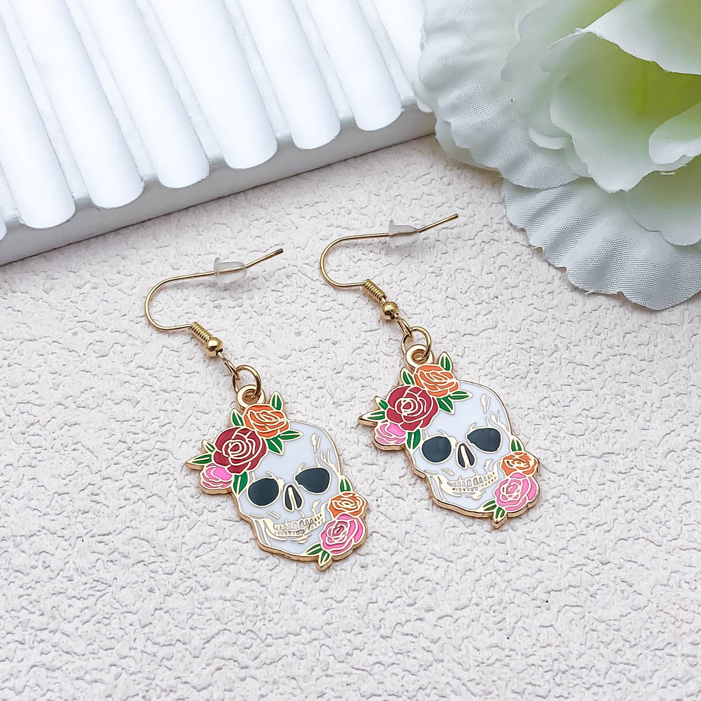 Alloy Halloween skull flower earrings (Minimo de compra 5) MIC-OuL014