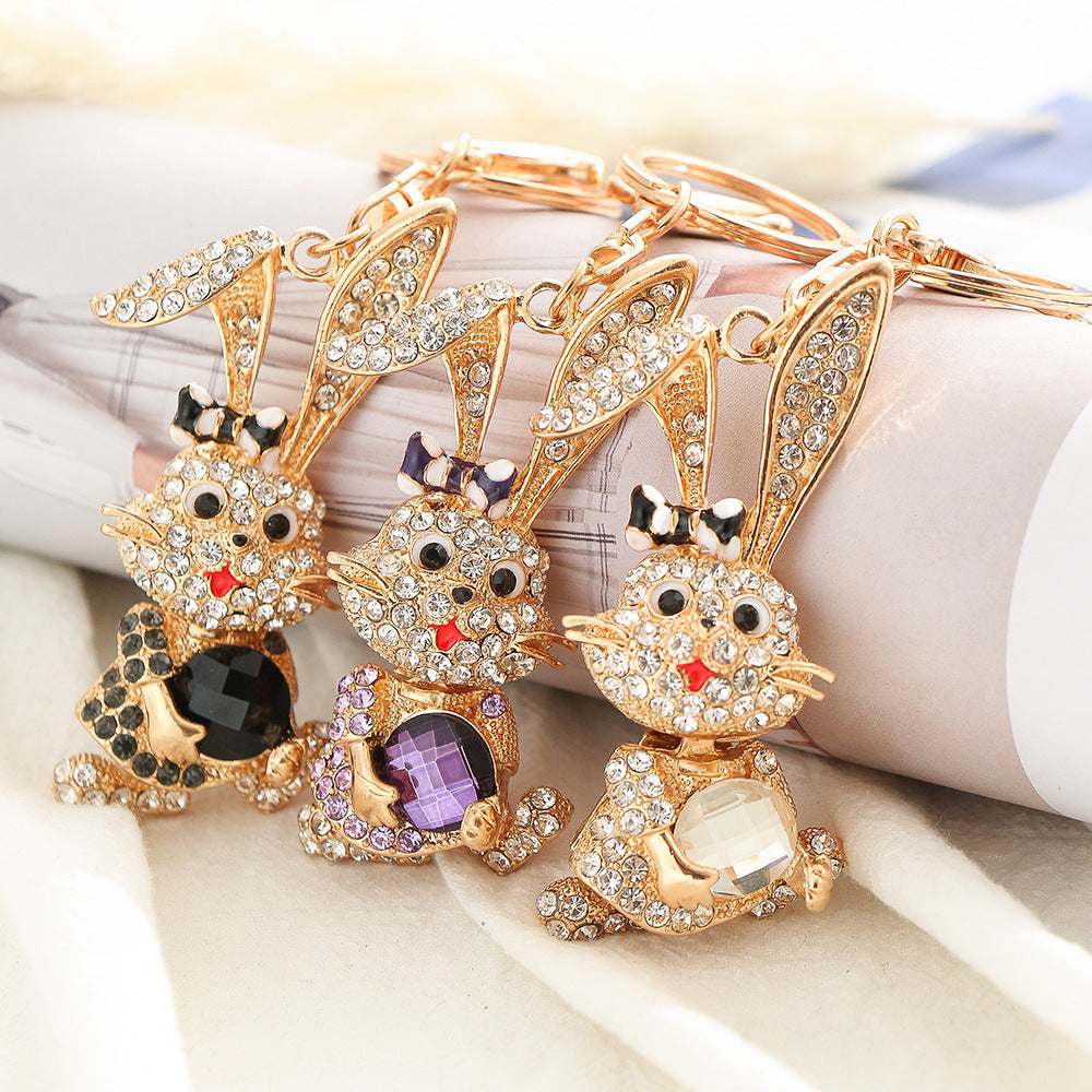 Lovely rabbit keychain with diamond  (Minimo de compra 2) MIC-ChaoK010