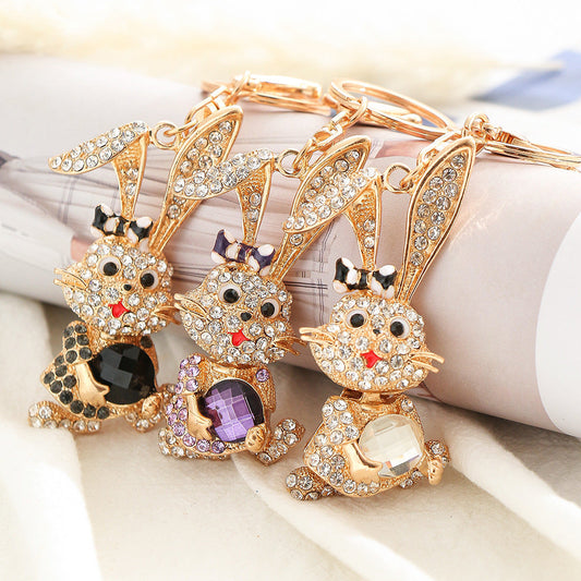 Lovely rabbit keychain with diamond  (Minimo de compra 2) MIC-ChaoK010