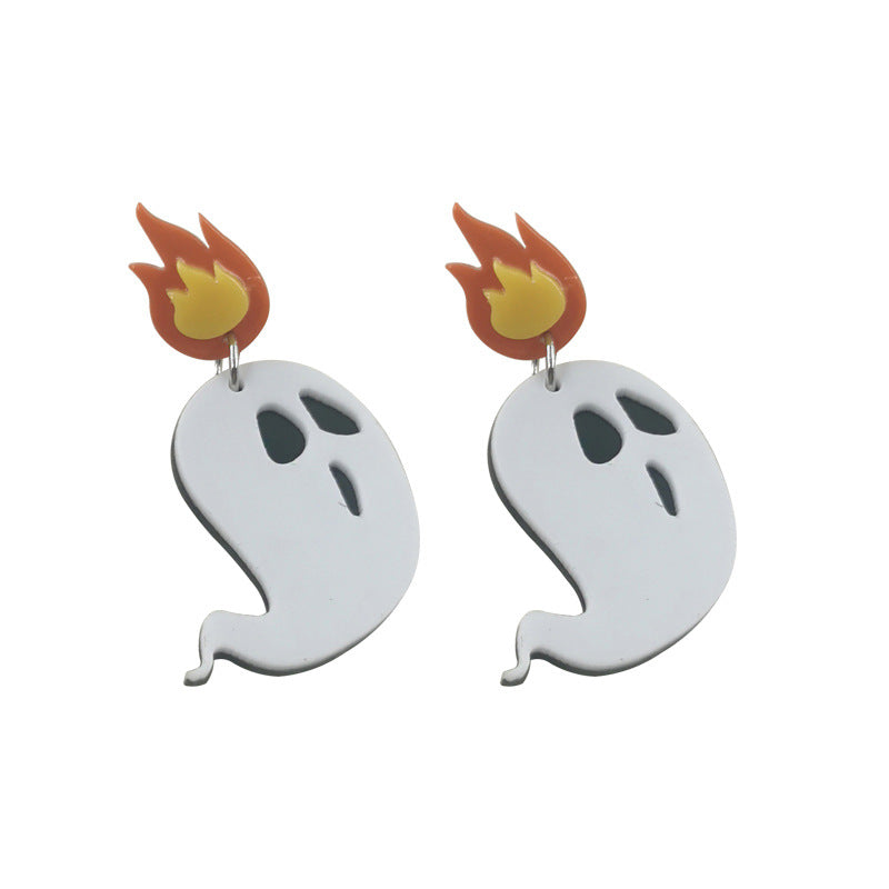 Acrylic Halloween Flame Ghost Earrings (Minimo de Compra 3) MIC-OuG048