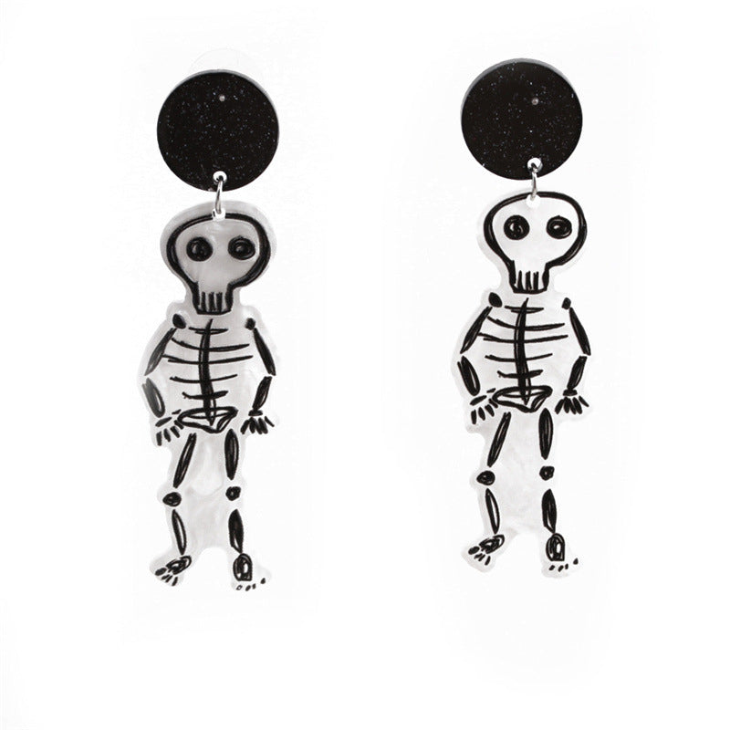 Acrylic Female Ghost Skull Pumpkin Earrings  (Minimo de Compra 2) MIC-MiL004